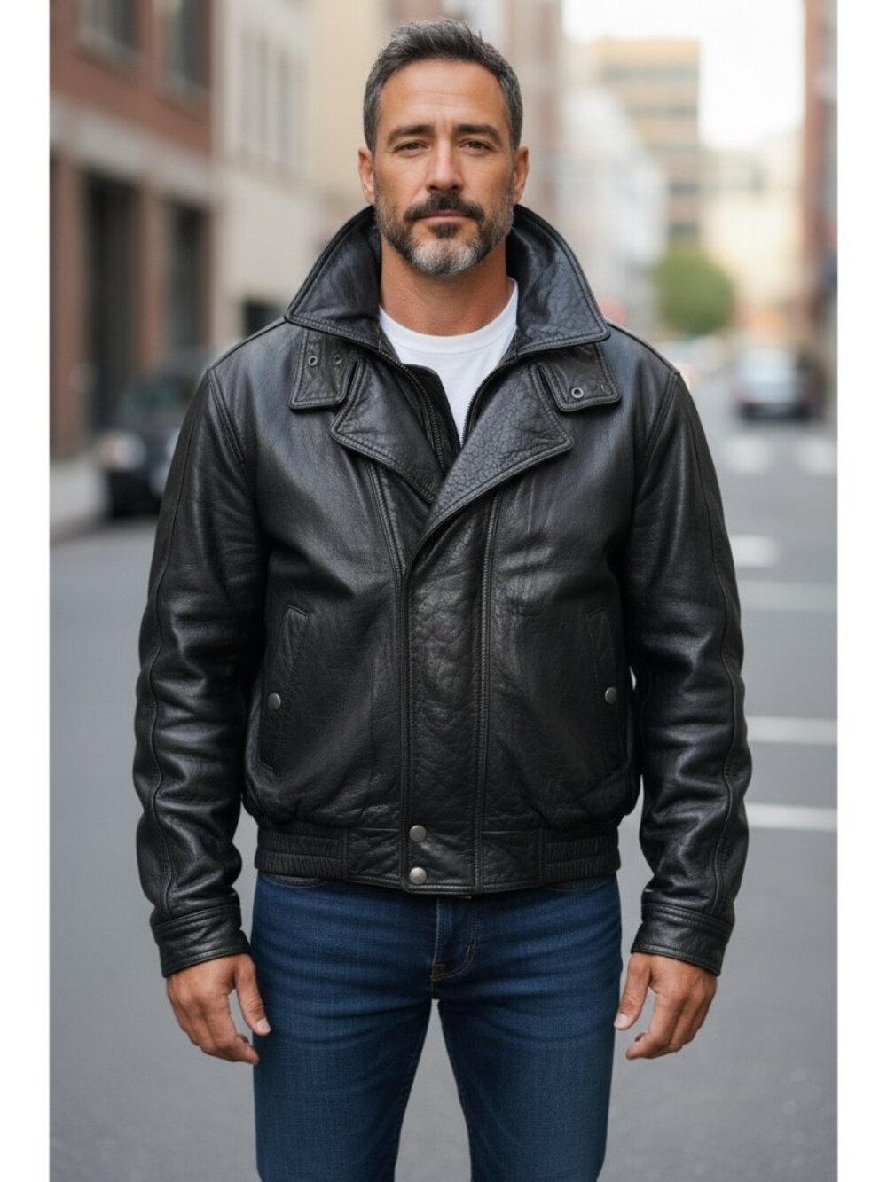 90s Wilson Leather 3M Thinsulate Biker Jacket Mens L Black Moto Removable Lined